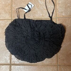 NWT H&M Beaded Crop Top With Rosette Detail Sz S